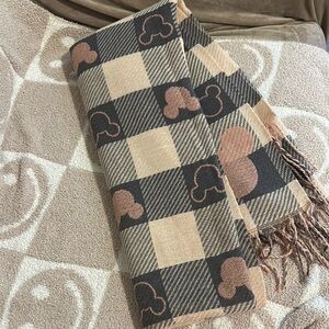Checkered Scarf with Mickey Mouse Design
